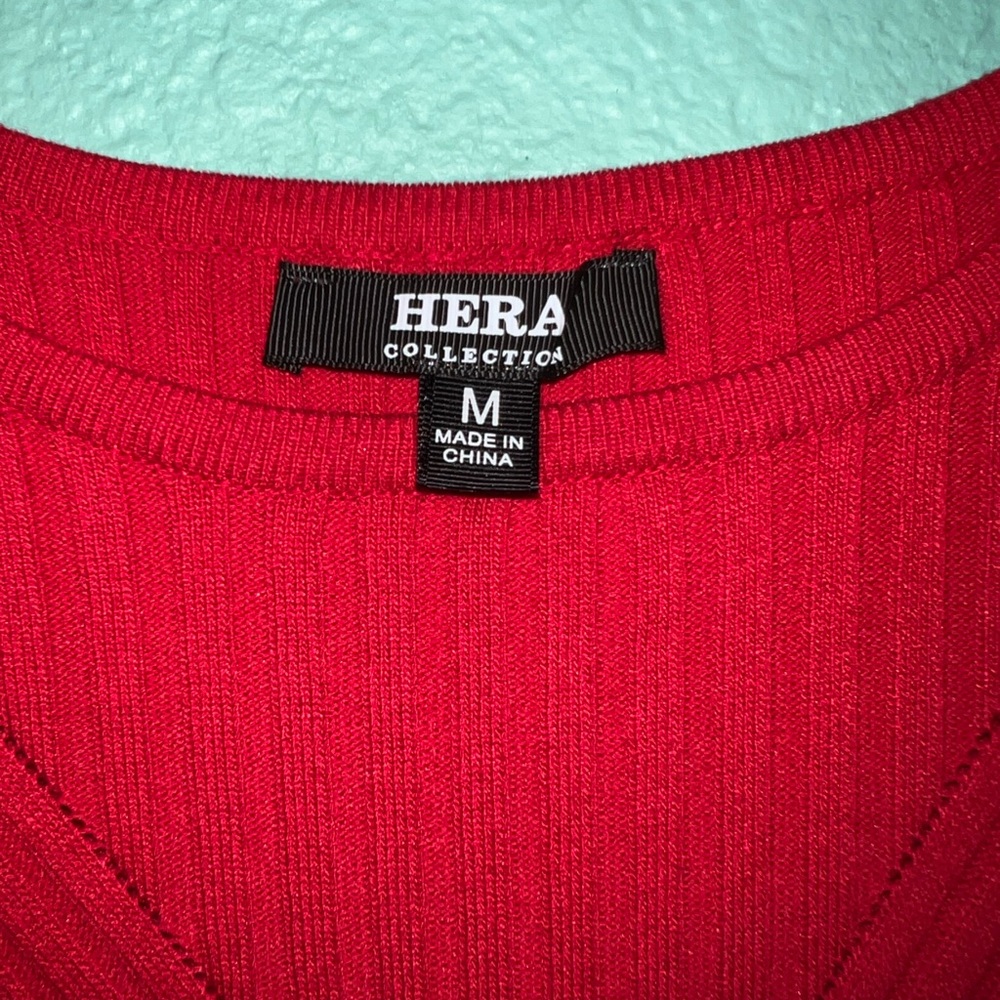 Hera Collection Red Ribbed Knit Top - Picture 3 of 5